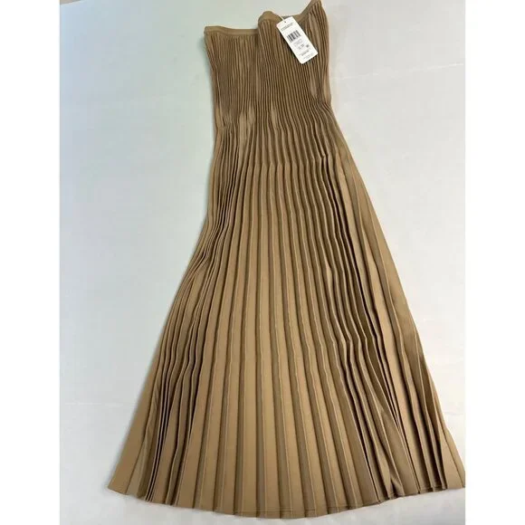 EILEEN FISHER Pleated Wool-Silk Midi Skirt Biscuit NWT - Picture 5 of 8